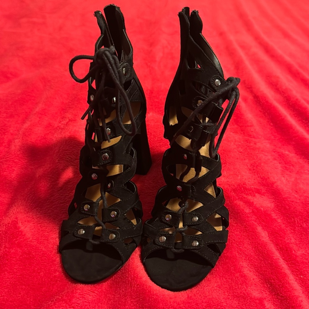 Black lace up heels